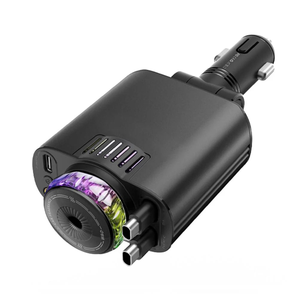 5-in-1 Starlight Car Charger – Fast Charging, LED Ambient Light, Multi-Device Power Hub