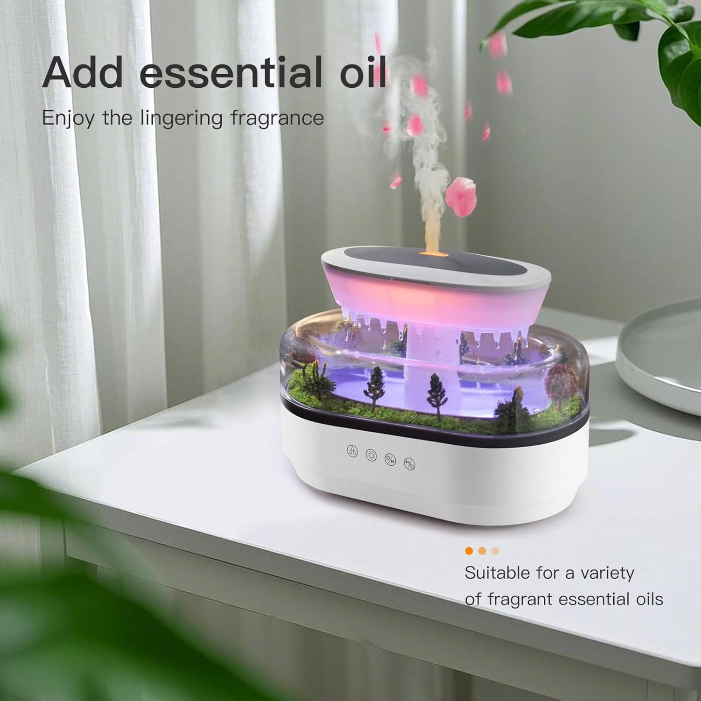 Raindrop Aroma Diffuser – Ultrasonic Essential Oil Humidifier with LED Mood Lights
