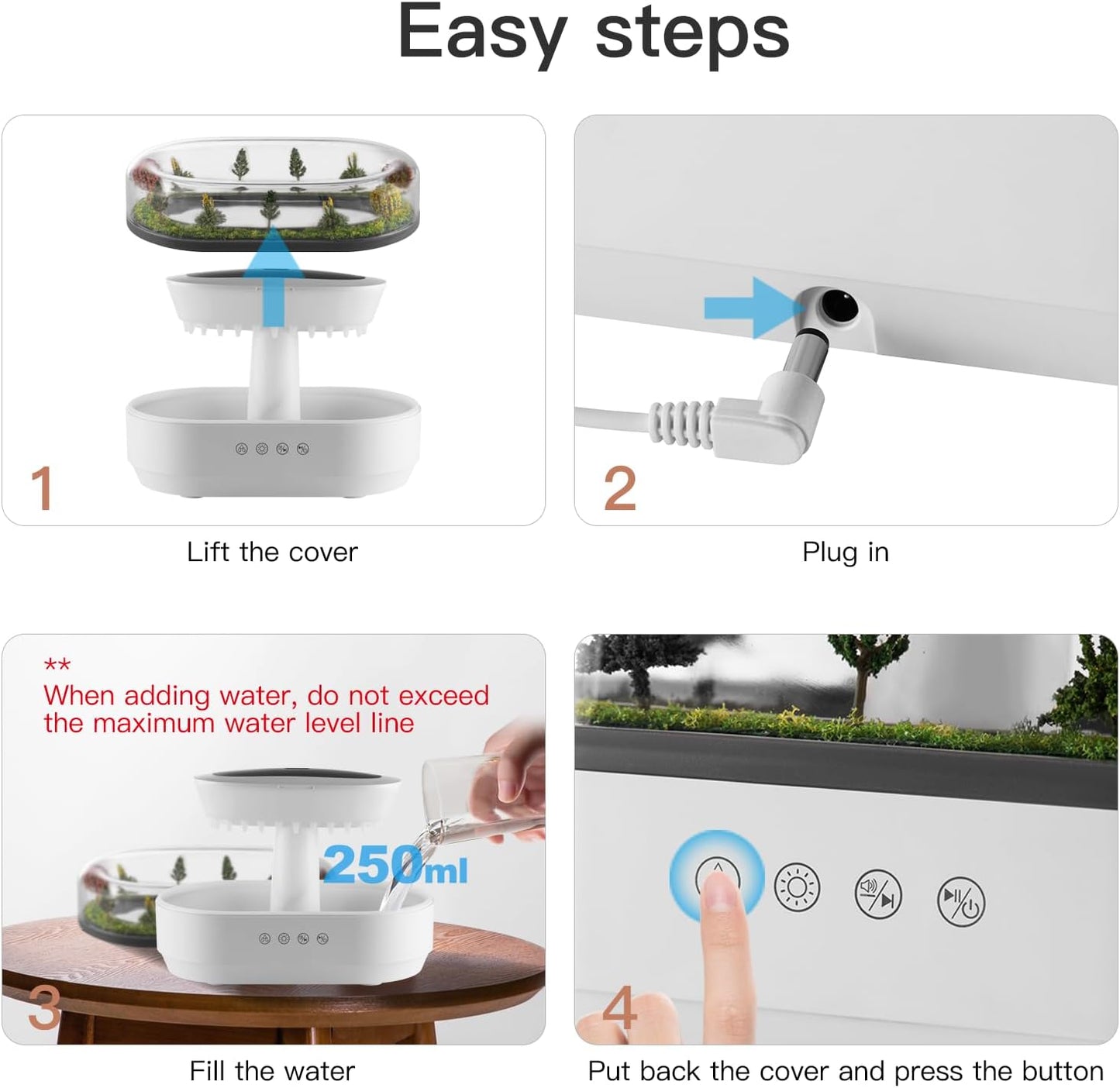 Raindrop Aroma Diffuser – Ultrasonic Essential Oil Humidifier with LED Mood Lights