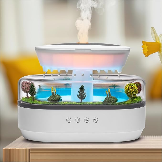 Raindrop Aroma Diffuser – Ultrasonic Essential Oil Humidifier with LED Mood Lights