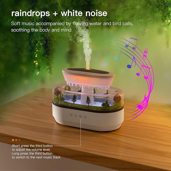 Raindrop Aroma Diffuser – Ultrasonic Essential Oil Humidifier with LED Mood Lights
