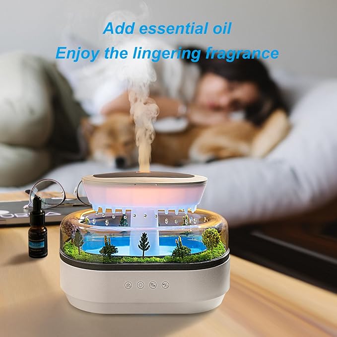Raindrop Aroma Diffuser – Ultrasonic Essential Oil Humidifier with LED Mood Lights